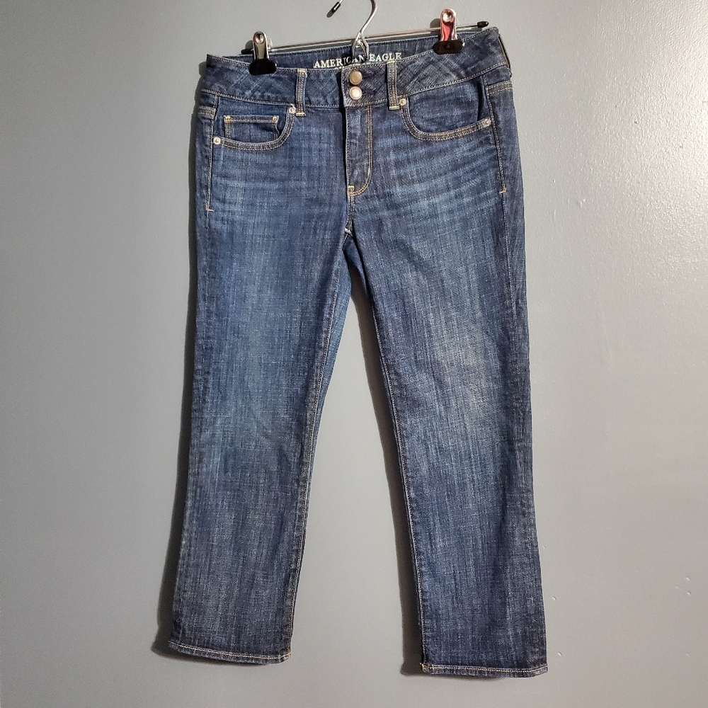American Eagle Artist Crop Stretch Womens Jeans Size 6 Dark Wash
